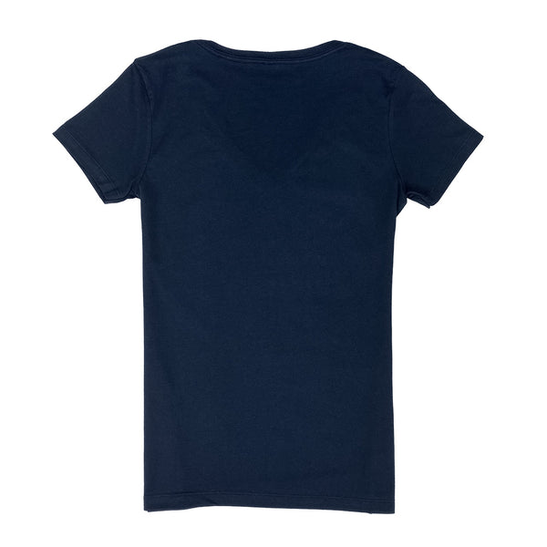 Women's V-Neck Track Logo - Navy