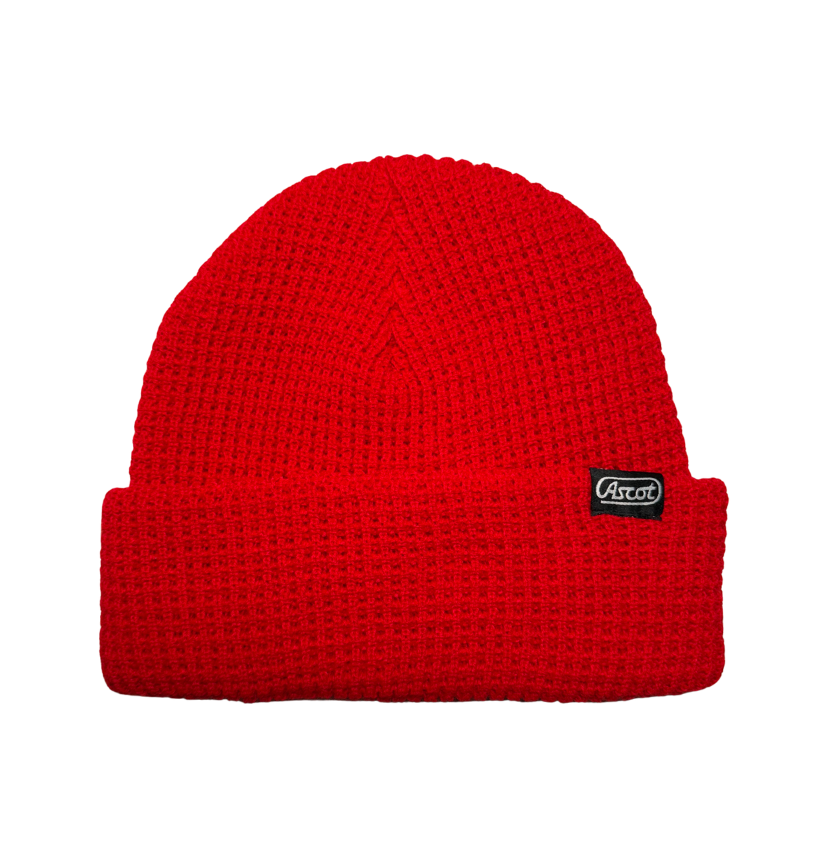 Ascot Waffle Cuff Beanie - Red