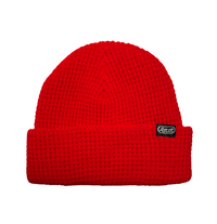 Ascot Waffle Cuff Beanie - Red