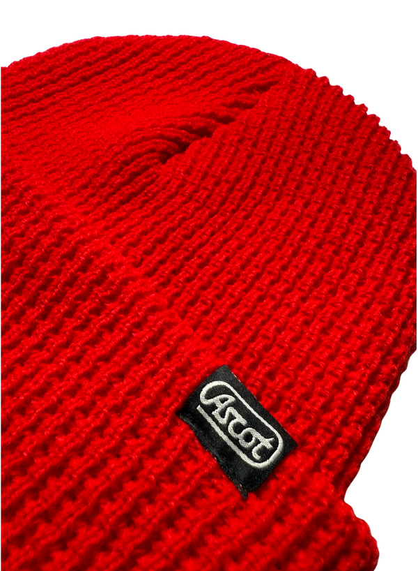 Ascot Waffle Cuff Beanie - Red
